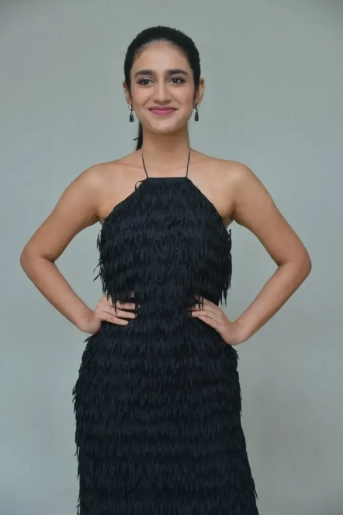 TELUGU ACTRESS PRIYA PRAKASH VARRIER IN SLEEVELESS BLACK GOWN 4